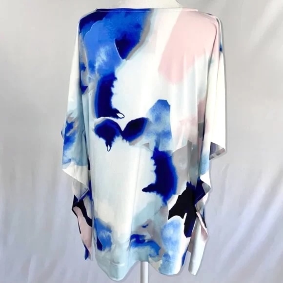 New Alfani Printed Dolman Sleeve Top Paint Profusion Blue Multicolor Size Small - Picture 11 of 16
